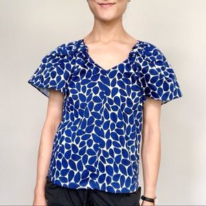 WHiT New York cobalt blue printed blouse